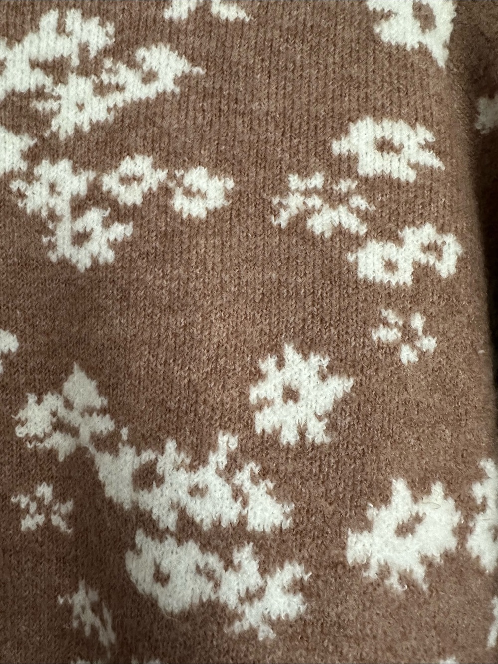 Z Supply Brown Crewneck Sweater with White Floral Pattern - Picture 4 of 4